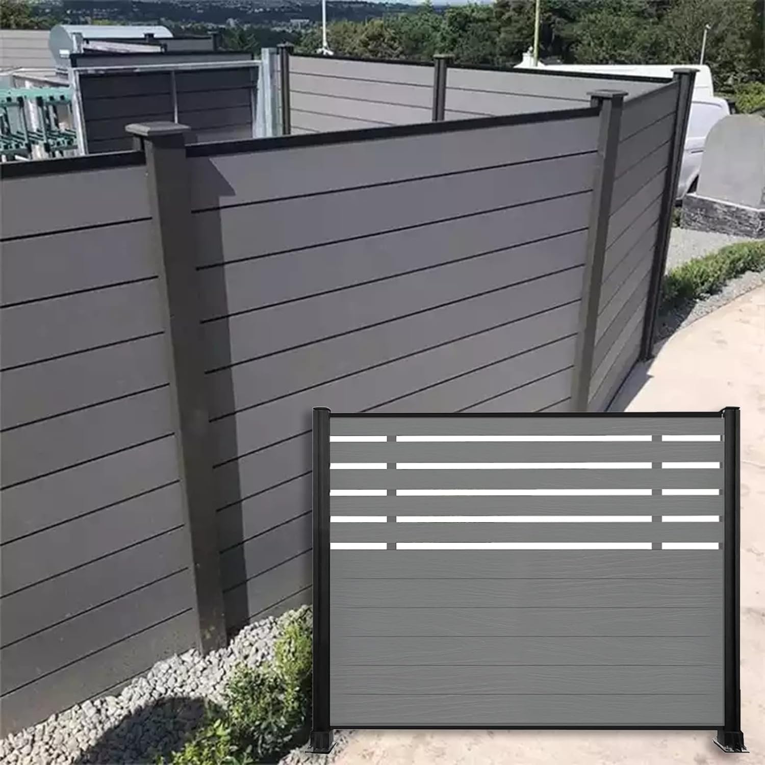 Sichtschutzzaun für Außenbereich mit Aluminiumpfosten