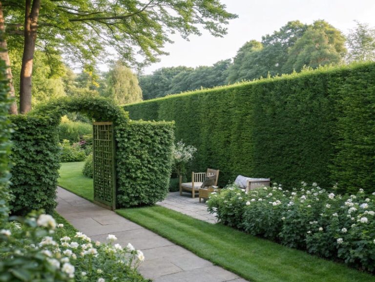 Grüne Hecke als Sichtschutz im Garten