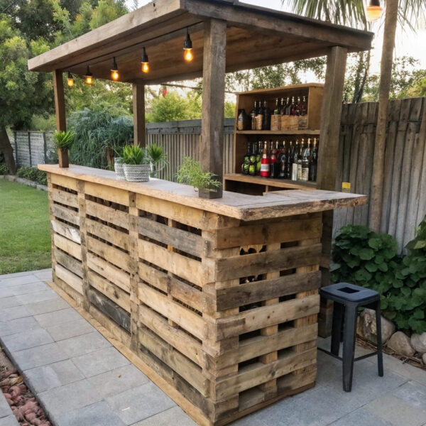 Outdoor-Bar aus alten Paletten
